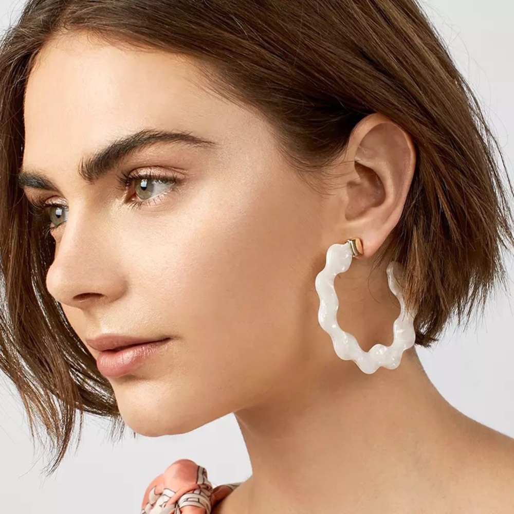 White Acrylic Hoop Earrings